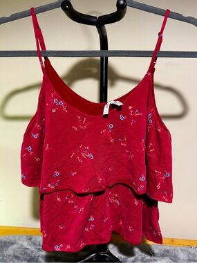 Mudd Red Floral Tiered Spaghetti Strap Camisole